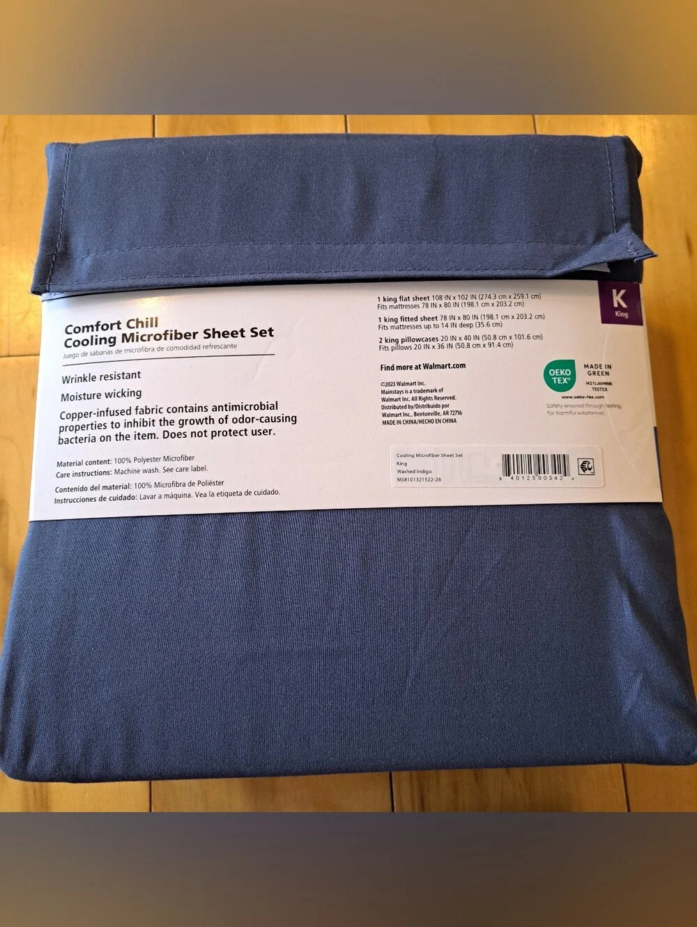 MAINSTAYS Comfort Chill Sheet Set KING w/ 2 Sets Extra Pillow Cases Microfiber